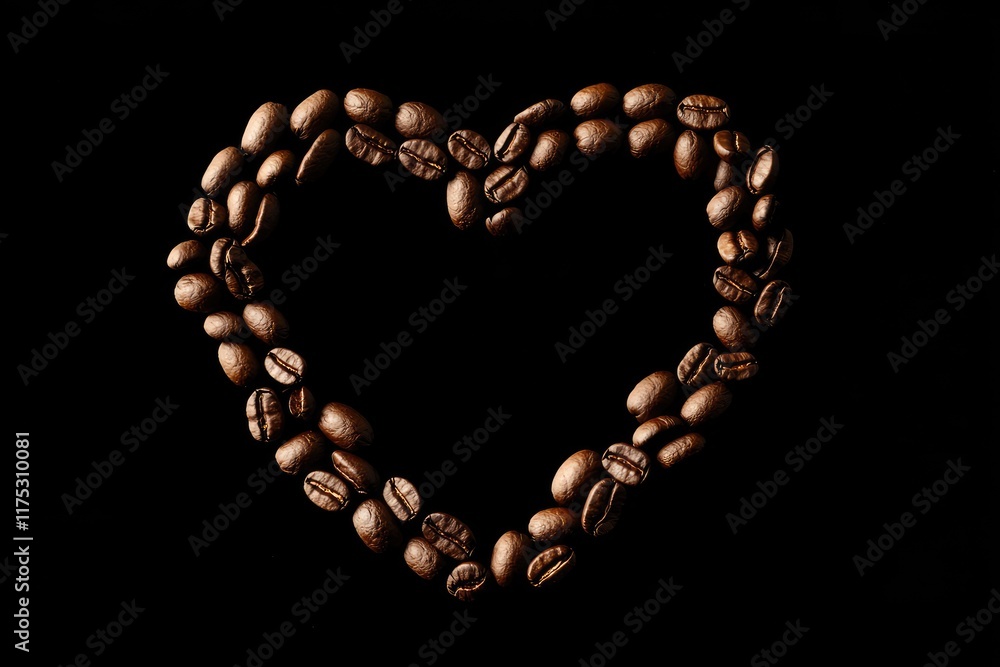 Obraz premium Coffee Beans Arranged In A Heart Shape