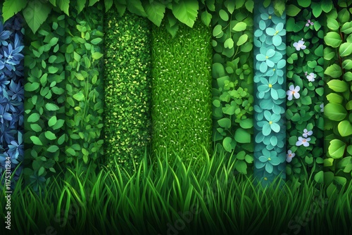 Obraz na płótnie cartoonstyle collection of whimsical green grass patterns on a clean background showcasing various textures and designs that celebrate nature and playfulness w salonie