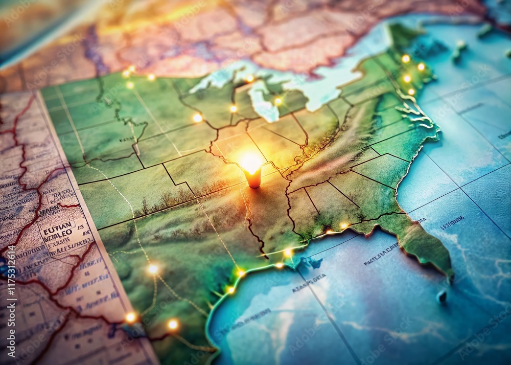 Fototapeta premium Surreal Delaware: Floating State on USA Map