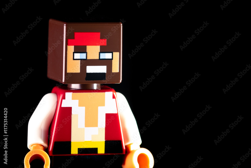 Fototapeta premium LEGO Minecraft Man pirate on the black background