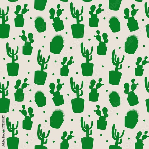 Seamless pattern with cactuses silhouette 