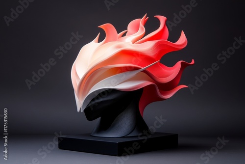 A knight piece designed in an abstract modern art style, with bold colors and unconventional shapes