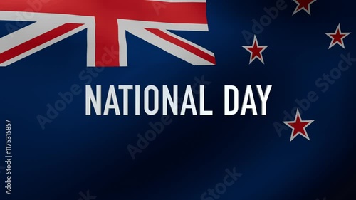 New Zealand National Day with waving flag background