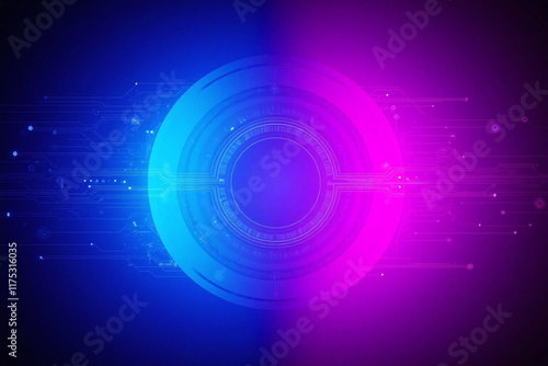 futuristic high tech design blue pink gradient glowing circle