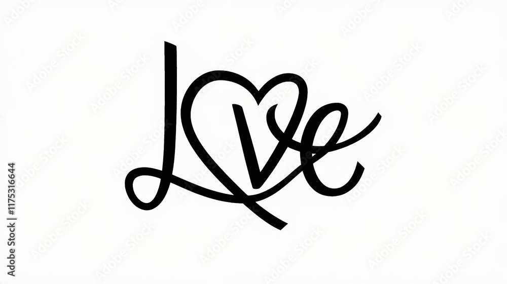 Minimalist Artistic Love Typography Design for Valentine's Day