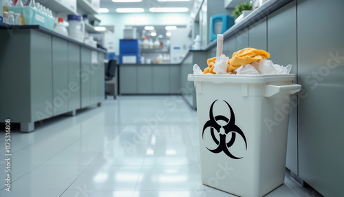 Biohazard Waste Bin in Laboratory Setting
