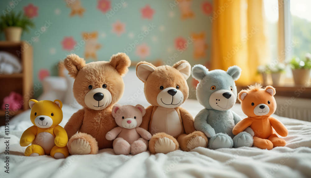 Adorable Collection of Stuffed Bears on a Bed Adorable Collection of Stuffed Bears on a Bed