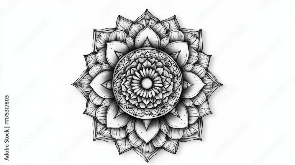 Intricate Mandala Design Black And White Drawing Intricate Mandala Design Black And White Drawing