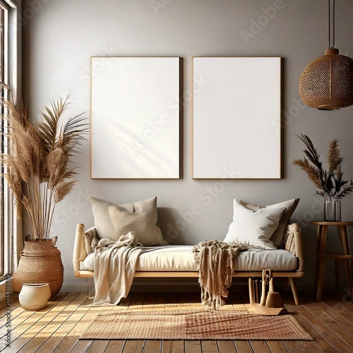 modern living room with sofa mockup