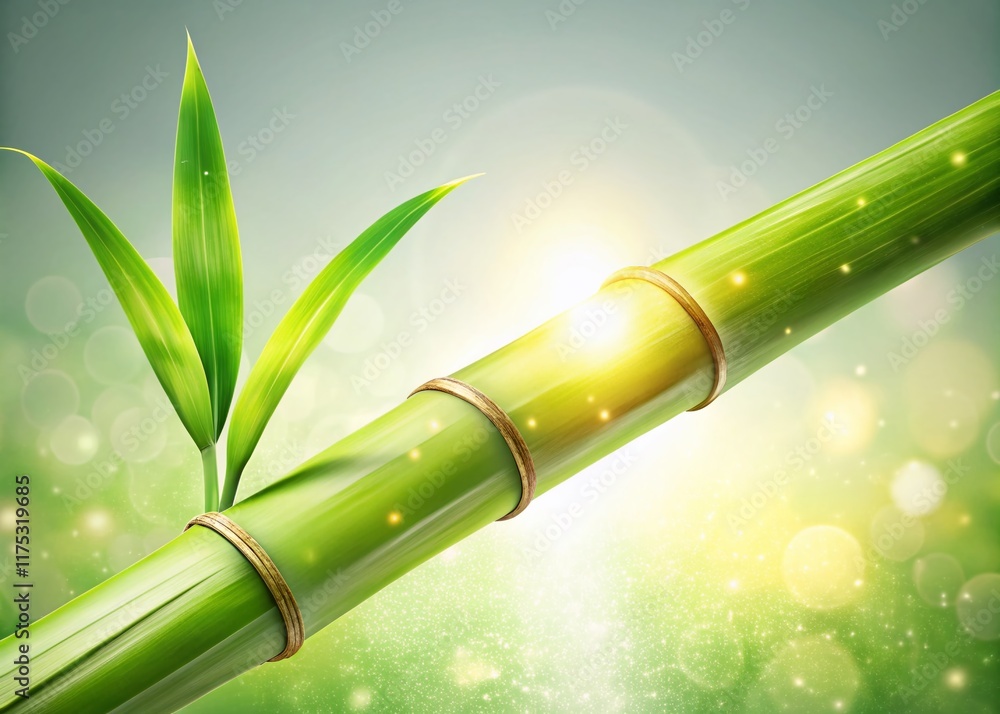 Obraz premium Surreal Floating Sugarcane Stalks Isolated on White Background