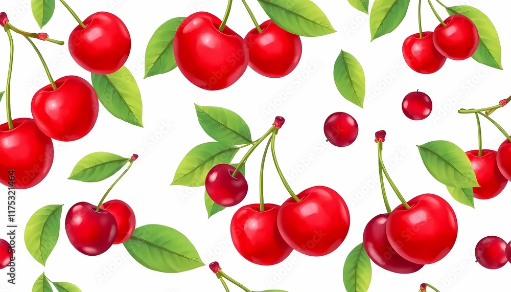 Cherry Fruits Seamless Pattern Tile Cherry Fruits Seamless Pattern Tile