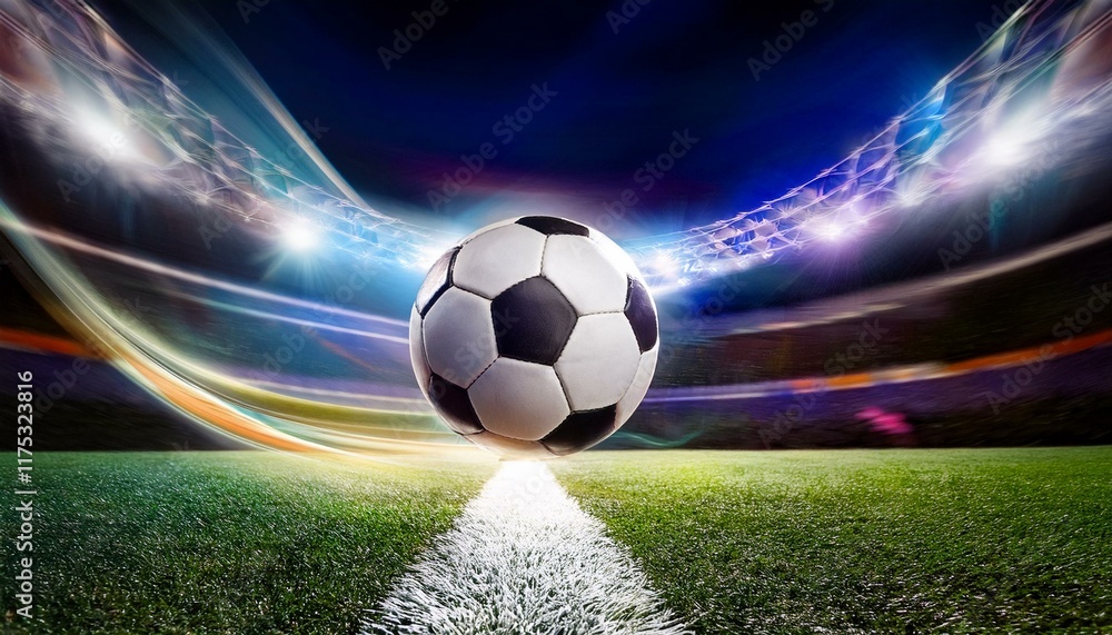 Naklejka premium Dynamik pur: Fliegender Fußball mit unscharfem Hintergrund