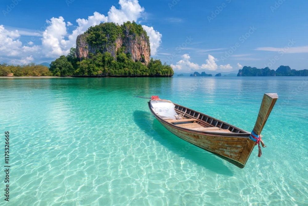 Obraz premium A school of fish swimming in the crystal-clear waters around the islands of Krabi, creating a vibrant underwater scene