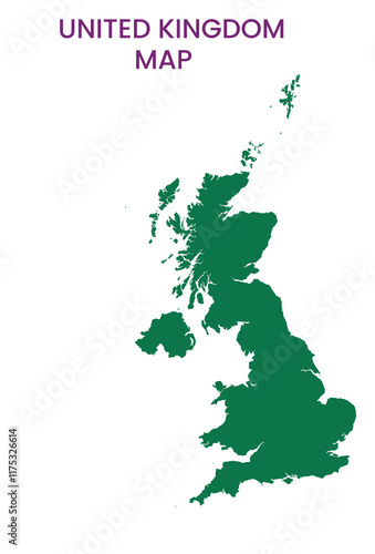 High detailed map of United Kingdom. Outline map of United Kingdom. Europe