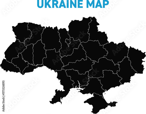 High detailed map of Ukraine. Outline map of Ukraine. Europe