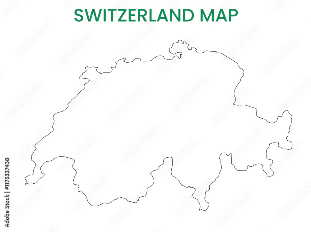 High detailed map of Switzerland. Outline map of Switzerland. Europe High detailed map of Switzerland. Outline map of Switzerland. Europe