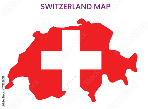 High detailed map of Switzerland. Outline map of Switzerland. Europe