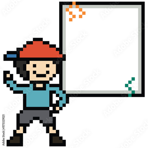 Cute cartoon pixel character cute man exercises training aerobic dance lifestyle music decoration life style 8 bit male boy dance with music game 8bit fitness isolated background PNG vector.
