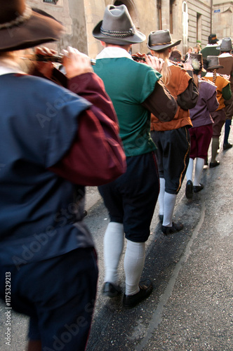 Geneva, Switzerland, Europe : Escalade - patriotic ceremony on December 11th and 12th, celebrating victory over French army in December 1602, parade with drums in medieval costumes