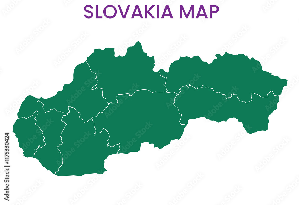 Obraz premium High detailed map of Slovakia. Outline map of Slovakia. Europe