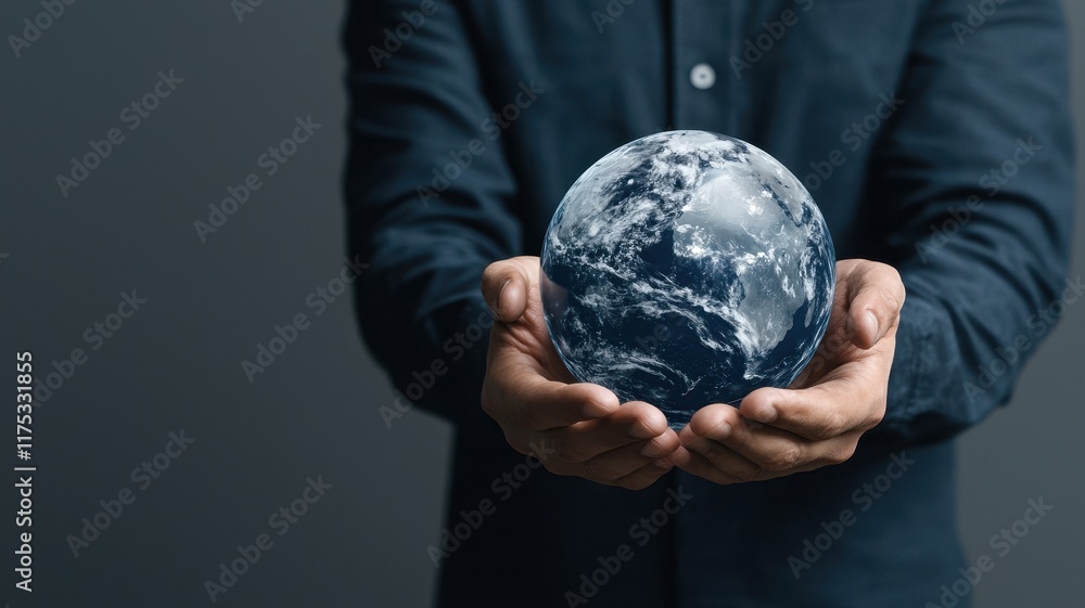 Person holding a globe in hands Person holding a globe in hands