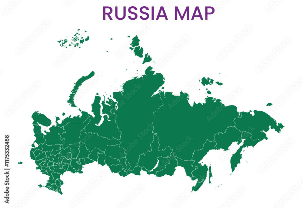 Fototapeta premium High detailed map of Russia. Outline map of Russia. Europe