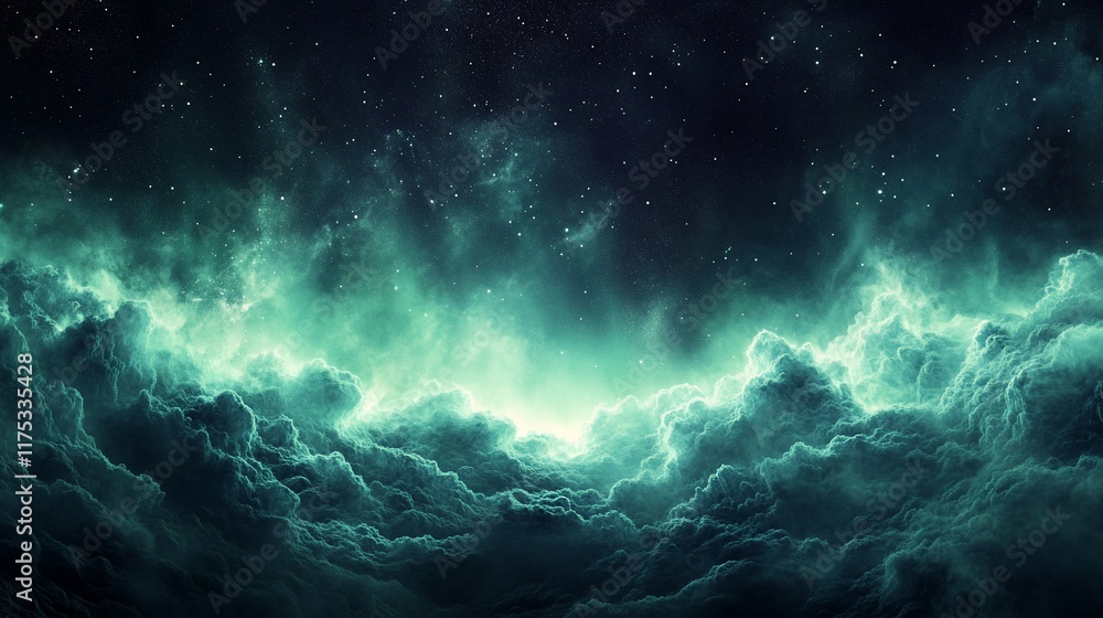 Fototapeta premium Emerald Nebula: A Celestial Dreamscape