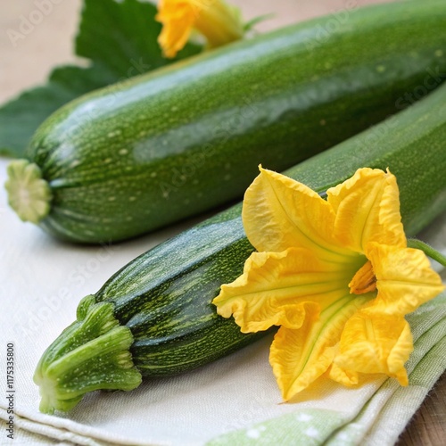 Vibrant zucchini with flower