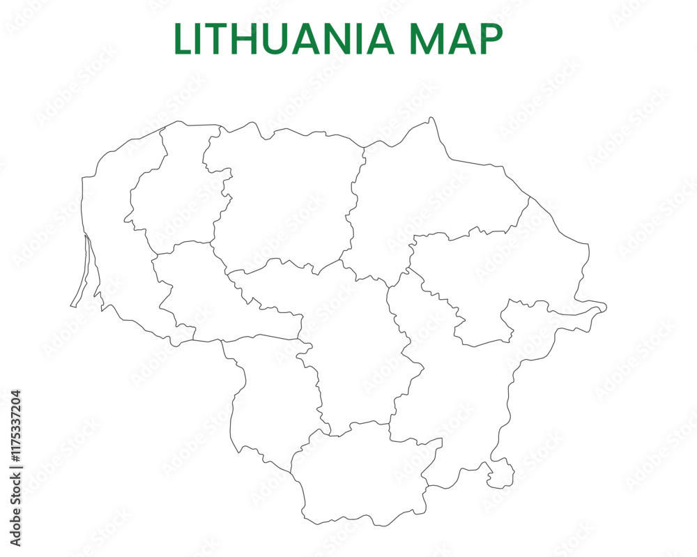 Fototapeta premium High detailed map of Lithuania. Outline map of Lithuania. Europe