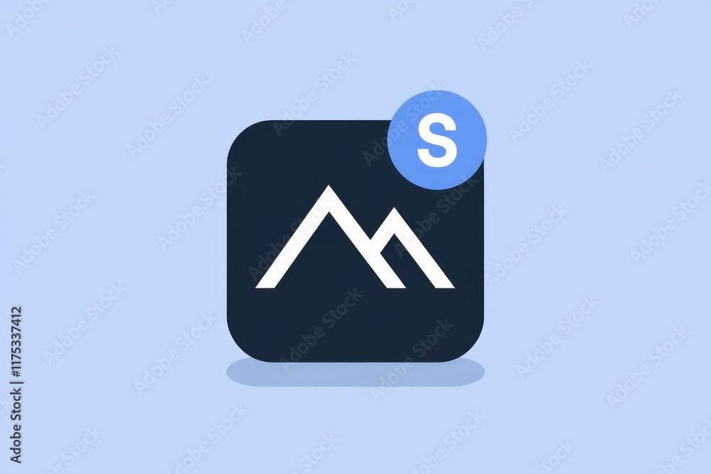 A dark square icon with two white mountains and a blue circle with 'S' indicating a new image or update. A dark square icon with two white mountains and a blue circle with 'S' indicating a new image or update.