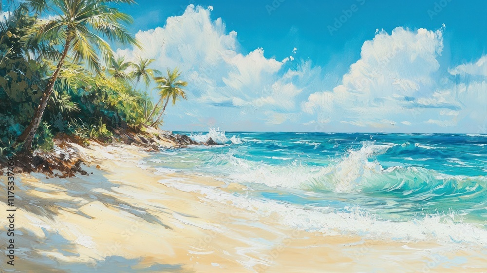 Serene Tropical Beach Paradise: A Vibrant Summer Day Serene Tropical Beach Paradise: A Vibrant Summer Day
