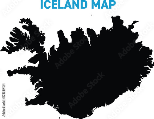 High detailed map of Iceland. Outline map of Iceland. Europe