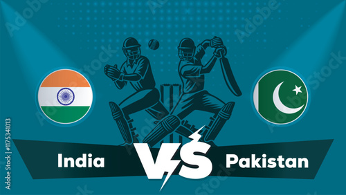 India VS Pakistan Match , Pakistan Vs India cricket match , Cricket match concept with creative illustration.eps