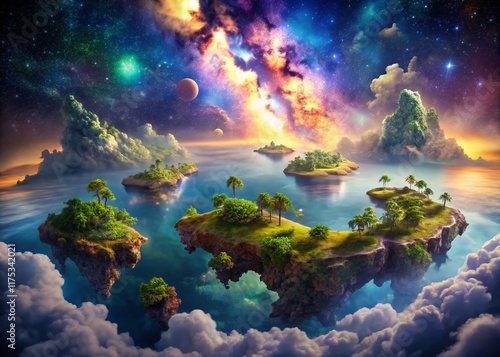 Surreal Philippines Map: Dreamlike Archipelago Floating in a Cosmic Sea