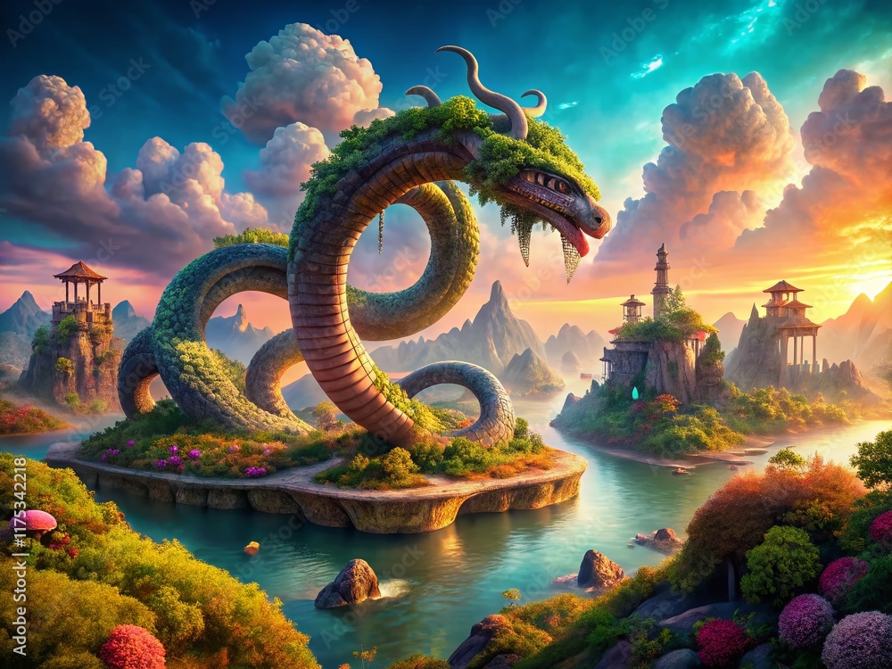 Obraz premium Surreal Photo: Giant Snake Tongs in a Dreamlike Landscape