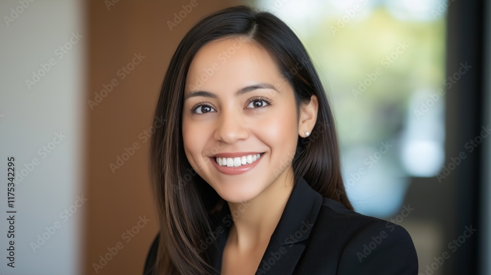 A young woman radiates confidence and warmth in a close-up portrait. Her genuine smile enhances the professional atmosphere of the contemporary workspace, capturing a moment of connection A young woman radiates confidence and warmth in a close-up portrait. Her genuine smile enhances the professional atmosphere of the contemporary workspace, capturing a moment of connection