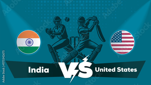 India VS United States , United States Vs India cricket match , Cricket match concept with creative illustration.eps