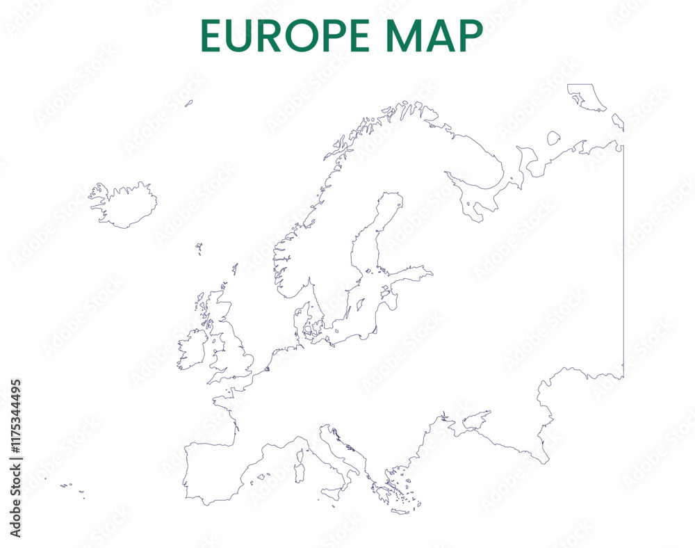 Obraz premium High detailed map of Europe. Outline map of Europe. Europe