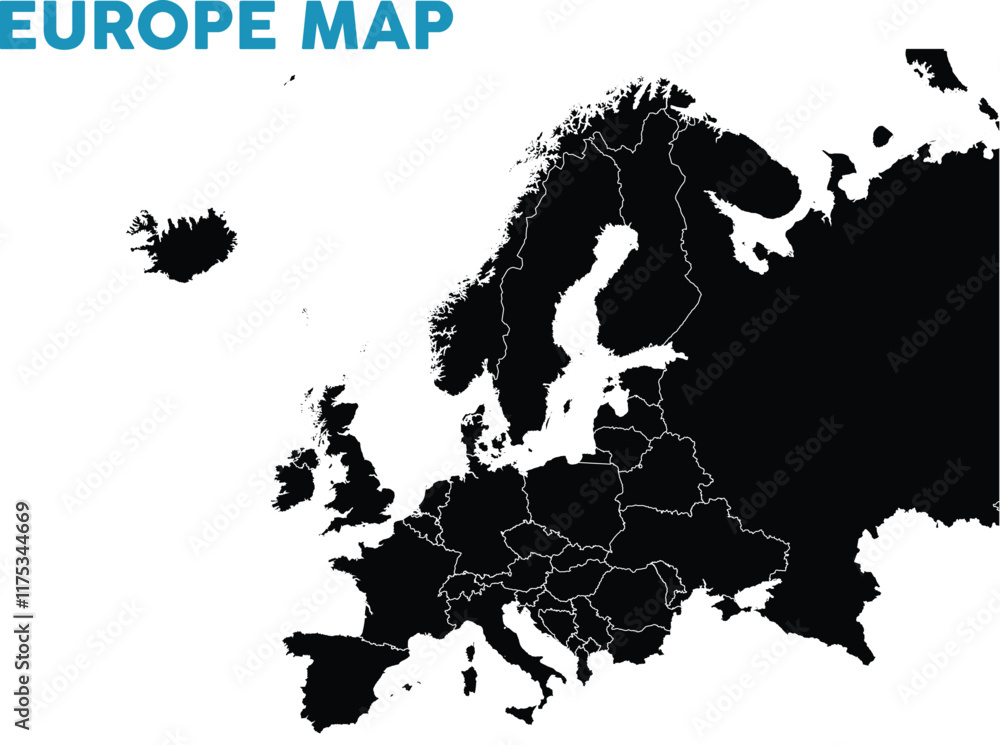 High detailed map of Europe. Outline map of Europe. Europe High detailed map of Europe. Outline map of Europe. Europe