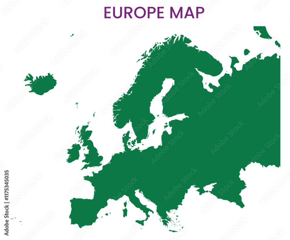 Obraz premium High detailed map of Europe. Outline map of Europe. Europe
