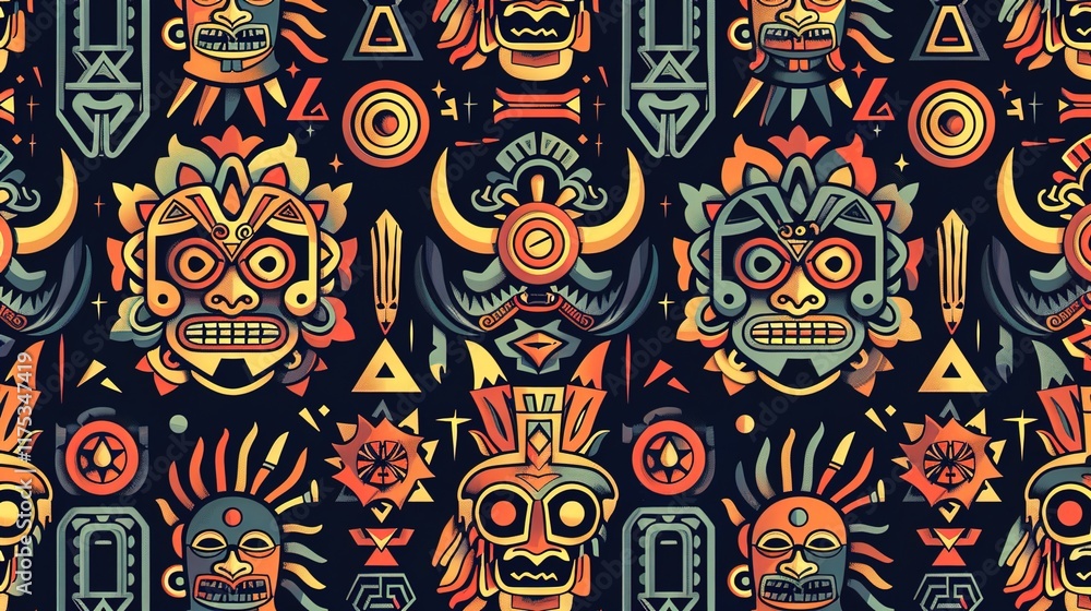 Obraz premium aztec symbol seamless pattern wallpaper