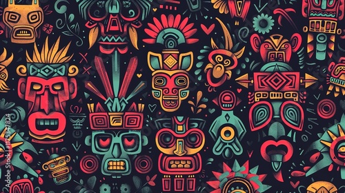 aztec symbol seamless pattern wallpaper