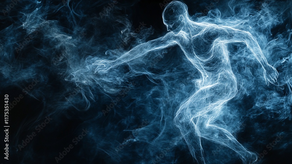Obraz premium Ethereal Runner: A Symphony of Smoke and Motion