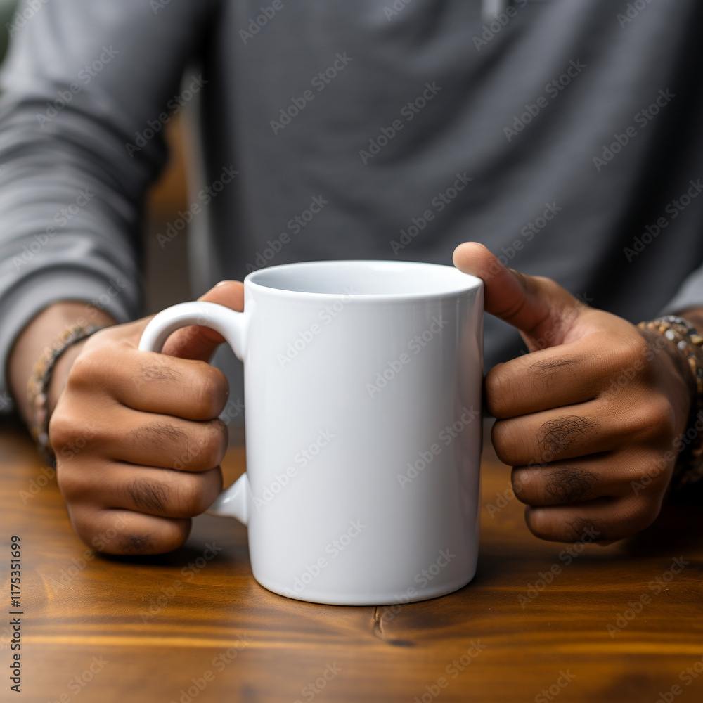 White Ceramic Mug Mockup Held by Male Hand, Hand holding white blank white plain mug White Ceramic Mug Mockup Held by Male Hand, Hand holding white blank white plain mug