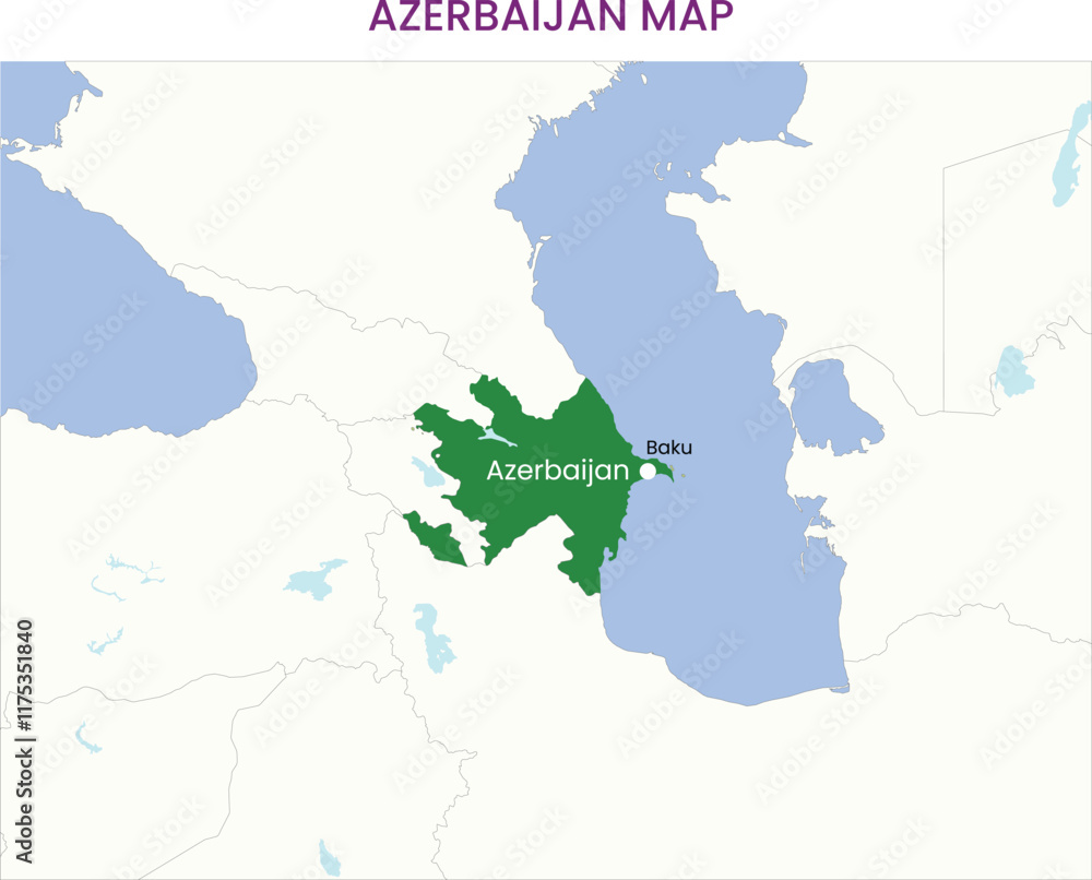 High detailed map of Azerbaijan. Outline map of Azerbaijan. Europe High detailed map of Azerbaijan. Outline map of Azerbaijan. Europe