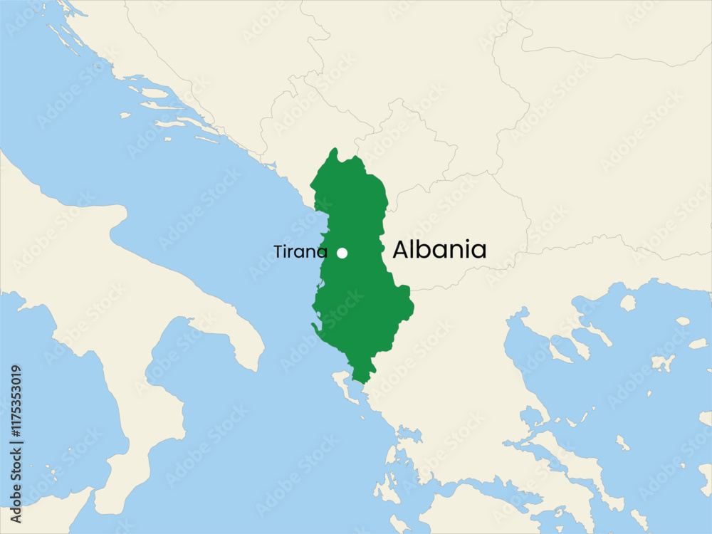 Obraz premium High detailed map of Albania. Outline map of Albania. Europe