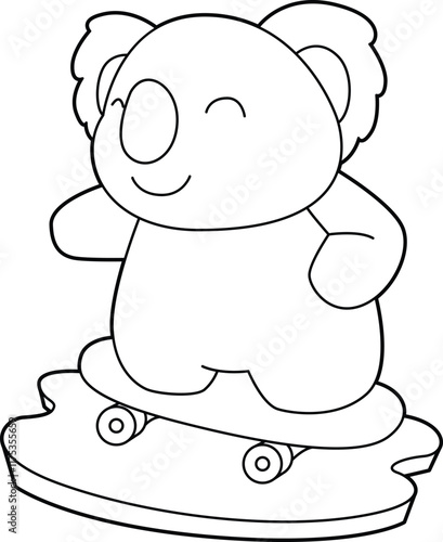 Koala Skater Skateboard Animal Vector Graphic Art Illustration