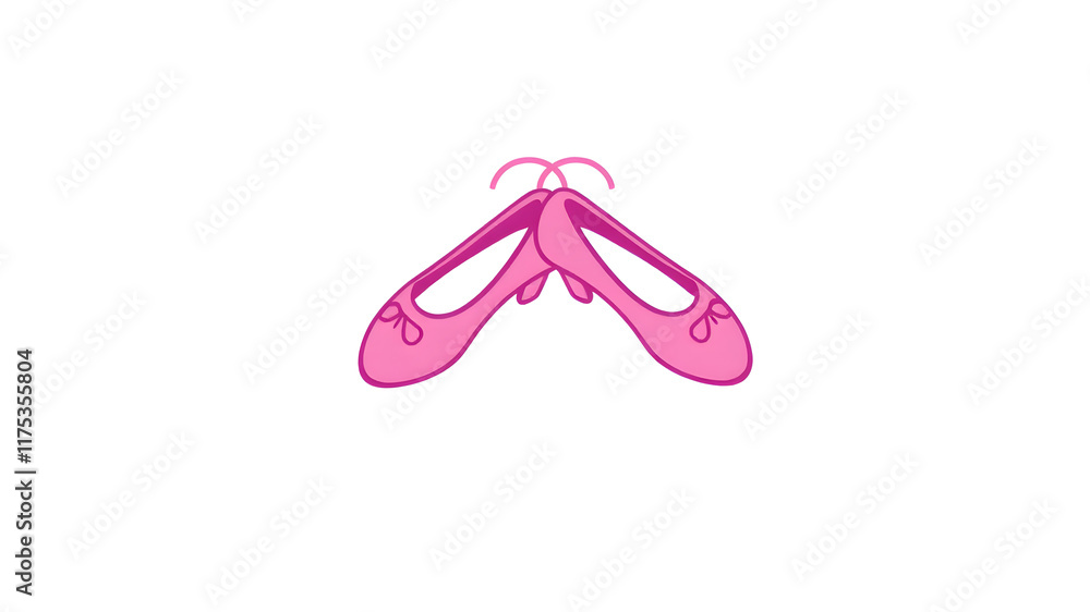 Pink ballerina shoes logo icon on white background. Generative AI Pink ballerina shoes logo icon on white background. Generative AI