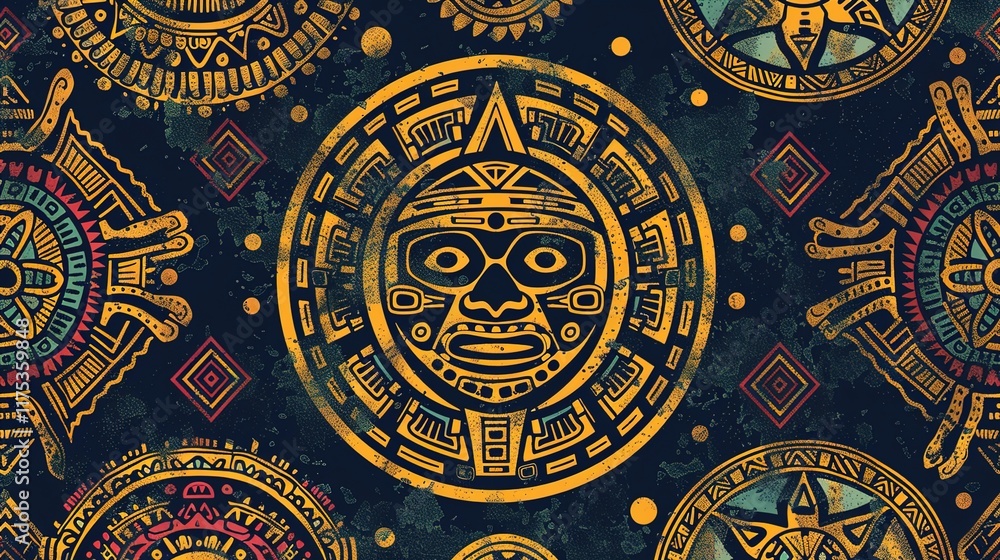 Obraz premium aztec symbol seamless pattern wallapper