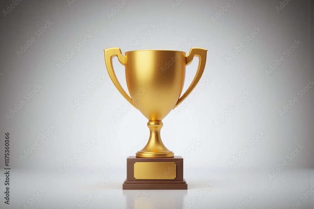 sleek modern golden trophy with pedestal gray bg sleek modern golden trophy with pedestal gray bg